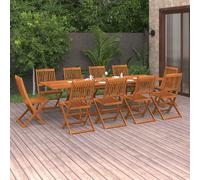 vidaXL Set da Pranzo da Giardino 11 pz 280x90x75 cm Massello di Acacia