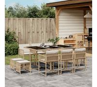 vidaXL Set da Pranzo da Giardino 11 pz con Cuscini Beige in Polyrattan