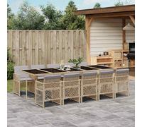 SET TAVOLO E SEDIE VIDAXL 11 pz con Cuscini Beige in Polyrattan - 3210756