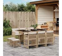 vidaXL Set da Pranzo da Giardino 11 pz con Cuscini Beige in Polyrattan