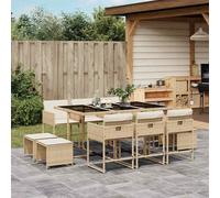 vidaXL Set da Pranzo da Giardino 11 pz con Cuscini Beige in Polyrattan