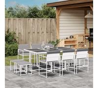 vidaXL Set da Pranzo da Giardino 11 pz con Cuscini Bianco in Textilene