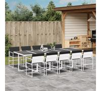 vidaXL Set da Pranzo da Giardino 11 pz con Cuscini Bianco in Textilene