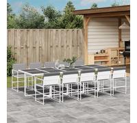 vidaXL Set da Pranzo da Giardino 11 pz con Cuscini Bianco in Textilene