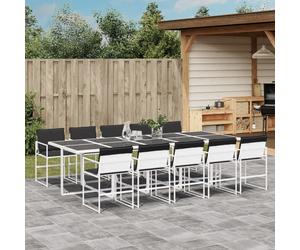 vidaXL Set da Pranzo da Giardino 11 pz con Cuscini Bianco in Textilene