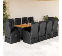 SET TAVOLO E SEDIE VIDAXL 11 pz con Cuscini in Polyrattan Nero - 3277636