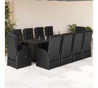 vidaXL Set da Pranzo da Giardino 11 pz con Cuscini in Polyrattan Nero