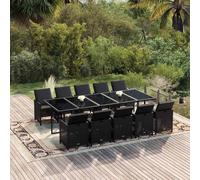 vidaXL Set da Pranzo da Giardino 11 pz con Cuscini in Polyrattan Nero