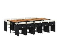 vidaXL Set da Pranzo da Giardino 11 pz con Cuscini in Polyrattan Nero