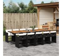 vidaXL Set da Pranzo da Giardino 11 pz con Cuscini in Polyrattan Nero
