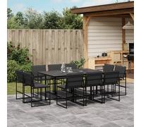 vidaXL Set da Pranzo da Giardino 11 pz con Cuscini Nero in Textilene