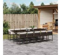 vidaXL Set da Pranzo da Giardino 11 pz con Cuscini Polyrattan Marrone