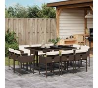 vidaXL Set da Pranzo da Giardino 11 pz con Cuscini Polyrattan Marrone
