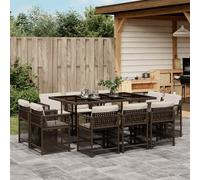 vidaXL Set da Pranzo da Giardino 11 pz con Cuscini Polyrattan Marrone