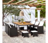 vidaXL Set da Pranzo da Giardino 11 pz Polyrattan e Legno Acacia Nero