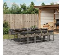SET TAVOLO E SEDIE VIDAXL 11 pz con Cuscini in Polyrattan Grigio - 3211292