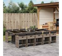 vidaXL Set da Pranzo da Giardino 11pz con Cuscini in Polyrattan Grigio