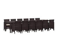 vidaXL Set da Pranzo da Giardino 13 Pezzi in Rattan Sintetico Marrone | Tavolo Rettangolare per 12 Persone, Design Moderno, Resistente agli UV. Perfetto per Patio, Balcone o Terrazza, Ideale per l'e