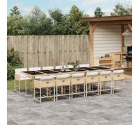 vidaXL Set da Pranzo da Giardino 13 pz con Cuscini Beige in Polyrattan