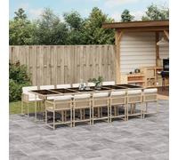 vidaXL Set da Pranzo da Giardino 13 pz con Cuscini Beige in Polyrattan