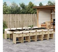vidaXL Set da Pranzo da Giardino 13 pz con Cuscini Beige in Polyrattan
