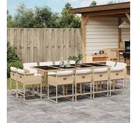 vidaXL Set da Pranzo da Giardino 13 pz con Cuscini Beige in Polyrattan