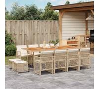vidaXL Set da Pranzo da Giardino 13 pz con Cuscini Beige in Polyrattan
