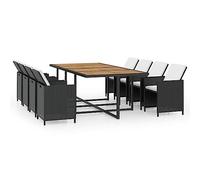 vidaXL Set da Pranzo da Giardino 13 pz con Cuscini Rimovibili Elegante Robusto Mobili Arredi per Esterni Tavolo e Sedie in Polyrattan Nero