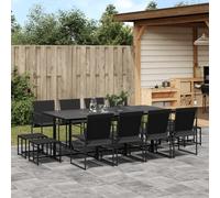 vidaXL Set da Pranzo da Giardino 13 pz Nero in Textilene