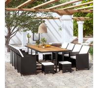 vidaXL Set da Pranzo da Giardino 13 pz Polyrattan e Legno Acacia Nero