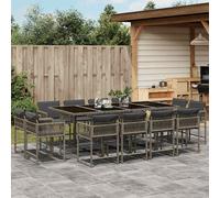 vidaXL Set da Pranzo da Giardino 13pz con Cuscini Grigio in Polyrattan