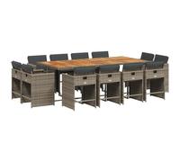 vidaXL Set da Pranzo da Giardino 13pz con Cuscini Grigio in Polyrattan