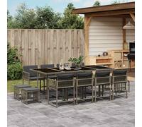 vidaXL Set da Pranzo da Giardino 13pz con Cuscini Grigio in Polyrattan