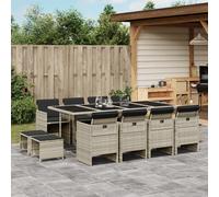 vidaXL Set da Pranzo da Giardino 13pz con Cuscini Grigio in Polyrattan