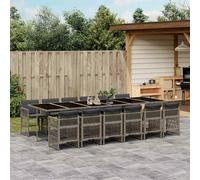 vidaXL Set da Pranzo da Giardino 13pz con Cuscini Grigio in Polyrattan
