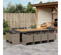 vidaXL Set da Pranzo da Giardino 13pz con Cuscini Grigio in Polyrattan