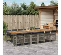 vidaXL Set da Pranzo da Giardino 13pz con Cuscini Grigio in Polyrattan