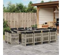 vidaXL Set da Pranzo da Giardino 13pz con Cuscini Grigio in Polyrattan