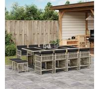 vidaXL Set da Pranzo da Giardino 13pz con Cuscini Grigio in Polyrattan