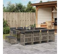 vidaXL Set da Pranzo da Giardino 13pz con Cuscini Grigio in Polyrattan