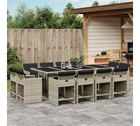 vidaXL Set da Pranzo da Giardino 13pz con Cuscini Grigio in Polyrattan