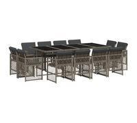 vidaXL Set da Pranzo da Giardino 13pz in Polyrattan con Cuscini Grigio 12 posti
