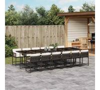 vidaXL Set da Pranzo da Giardino 13pz con Cuscini Marrone Polyrattan