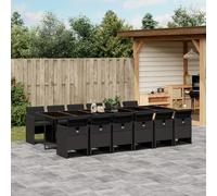 vidaXL Set da Pranzo da Giardino 13pz con Cuscini Nero in Polyrattan