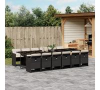 vidaXL Set da Pranzo da Giardino 13pz con Cuscini Nero in Polyrattan