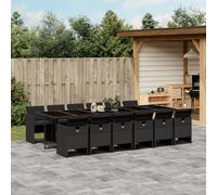 vidaXL Set da Pranzo da Giardino 13pz con Cuscini Nero in Polyrattan