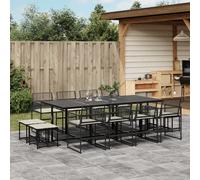 vidaXL Set da Pranzo da Giardino 13pz con Cuscini Nero in Polyrattan