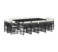 vidaXL Set da Pranzo da Giardino 13pz con Cuscini Nero in Polyrattan