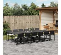 vidaXL Set da Pranzo da Giardino 13pz con Cuscini Nero in Polyrattan