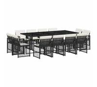 vidaXL Set da Pranzo da Giardino 13pz con Cuscini Nero in Polyrattan